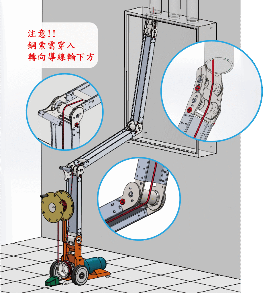 掛壁箱向下拉線施工法