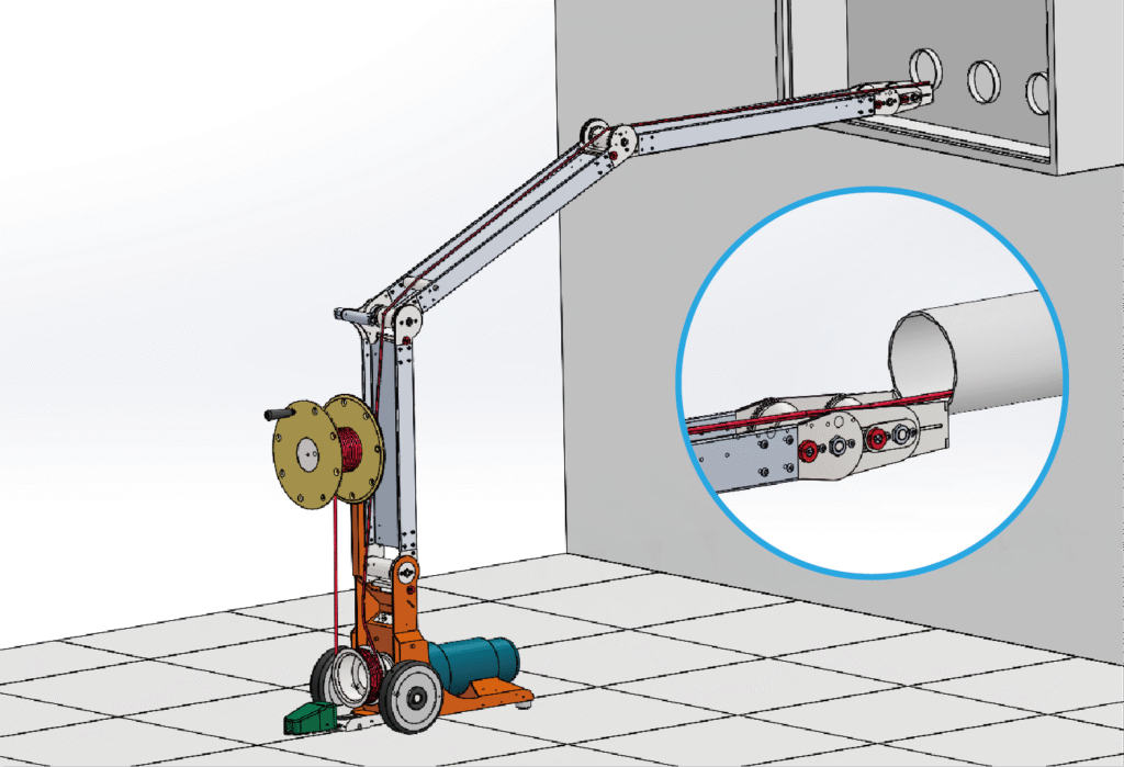 正面向上方拉線施工法